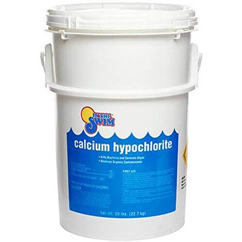 Calcium hypochlorite is a white solid that is added to water to kill bacteria and algae.