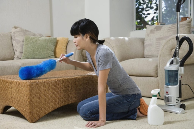 If you have dust mites in your couch, be sure to vacuum them up and avoid spreading them around the room.