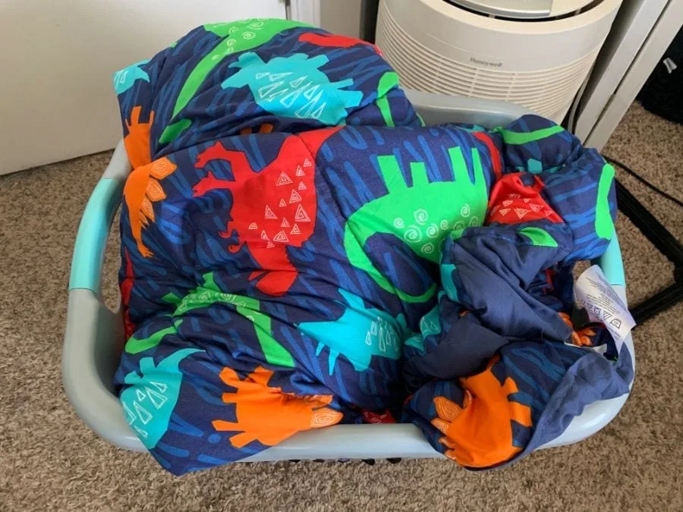 If you want to avoid your blankets balling up in the dryer, try rearranging them every few minutes.