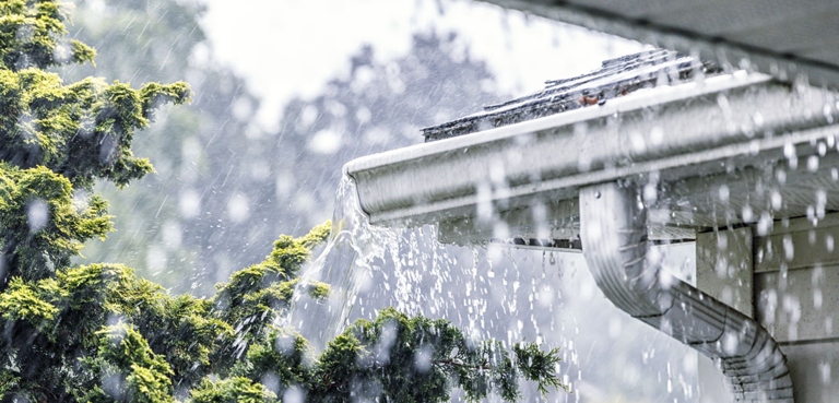 If your gutters or downspout are clogged, the water can't drain properly and will make a dripping noise.