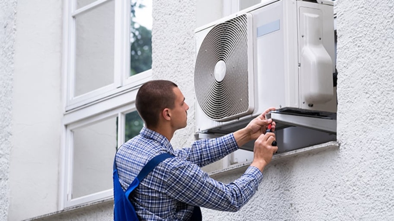 One way to improve the security of your window air conditioner is to make it less accessible.