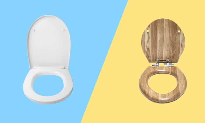 Plastic toilet seats are less likely to absorb moisture and harbor bacteria than wood seats.