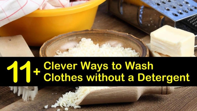 Shampoo, dishwashing liquid, body wash, and bubble bath can all be used to wash clothes without detergent.