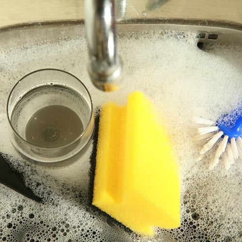 Step 3: Rinse the area with water to remove any leftover soap residue.