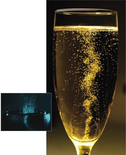 The bubbles in champagne are created by a natural process of fermentation.