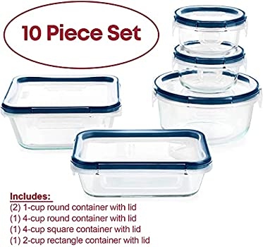 To avoid glass containers with shoulders, use a container that is either all one piece or has a wide, flat bottom.